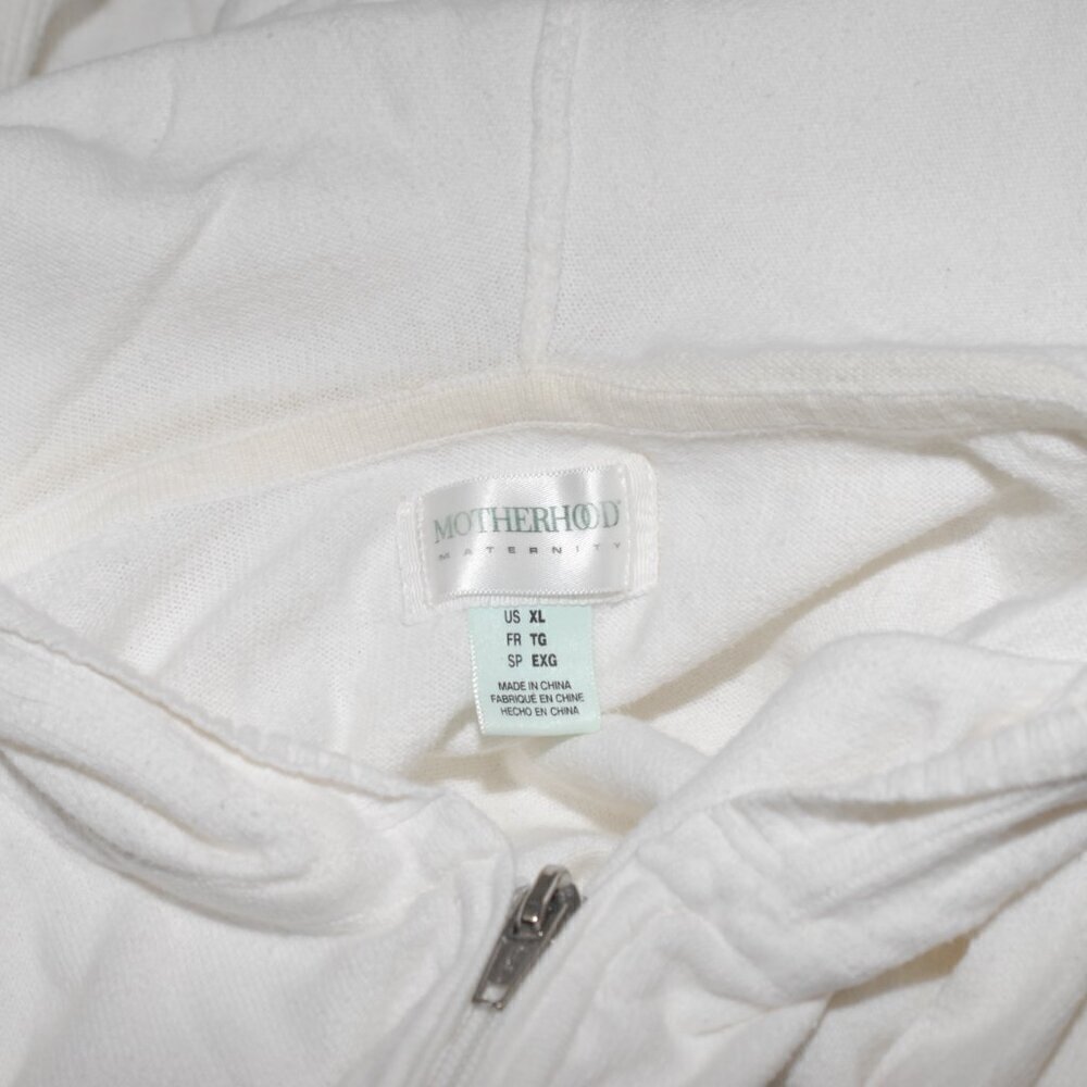 XL White Hoodie ¾ Sleeves Full Zipper No Pockets AUC Motherhood Maternity Womens - Picture 5 of 6